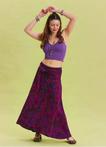 Gipe Waist Tied Wine Bohemian Skirt 4499